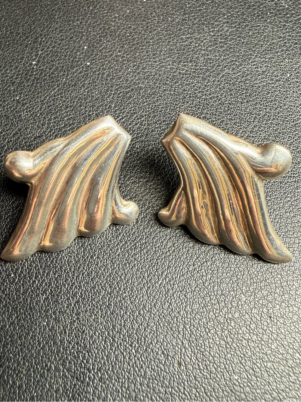 Vintage Sterling Silver Taxco Mexico Modernist Abstract Wing Earrings 12.4 grams